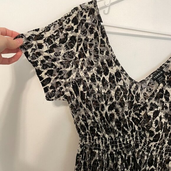 TORRID 0 Plus Size Leopard Lace Babydoll Top Cream Ivory Black Cheetah Animal L - Picture 7 of 16
